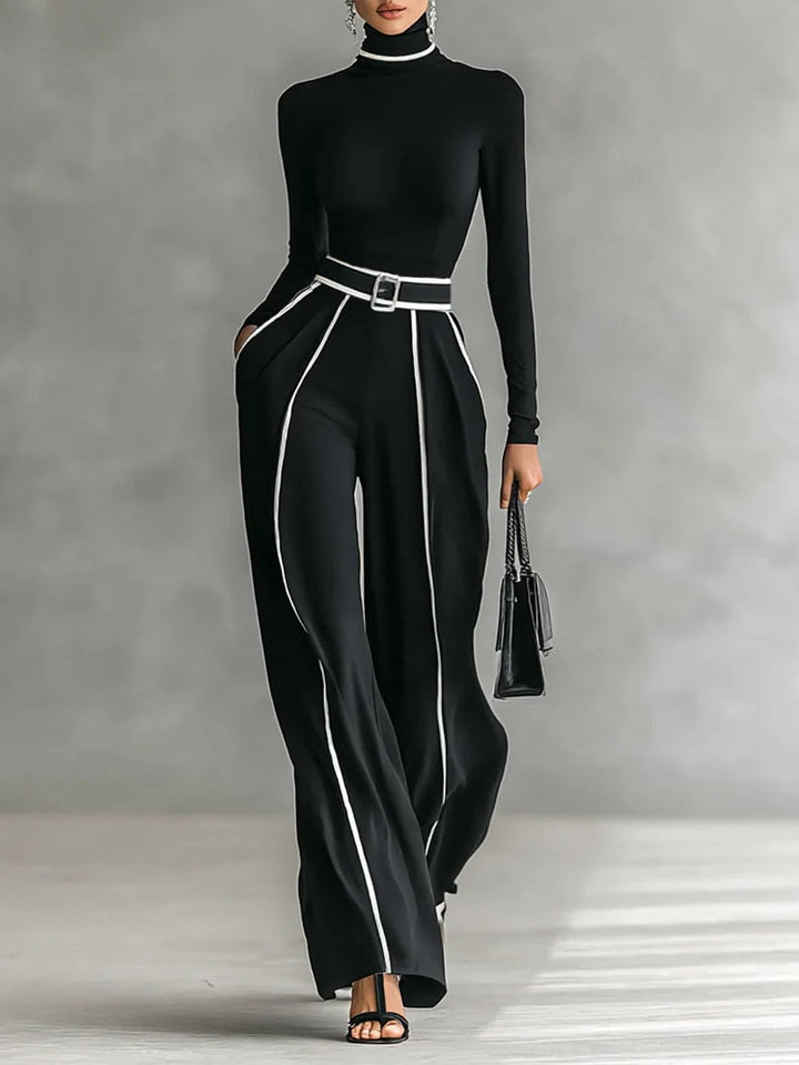 Emma | Conjunto de Cuello Alto y Pantalón Ancho