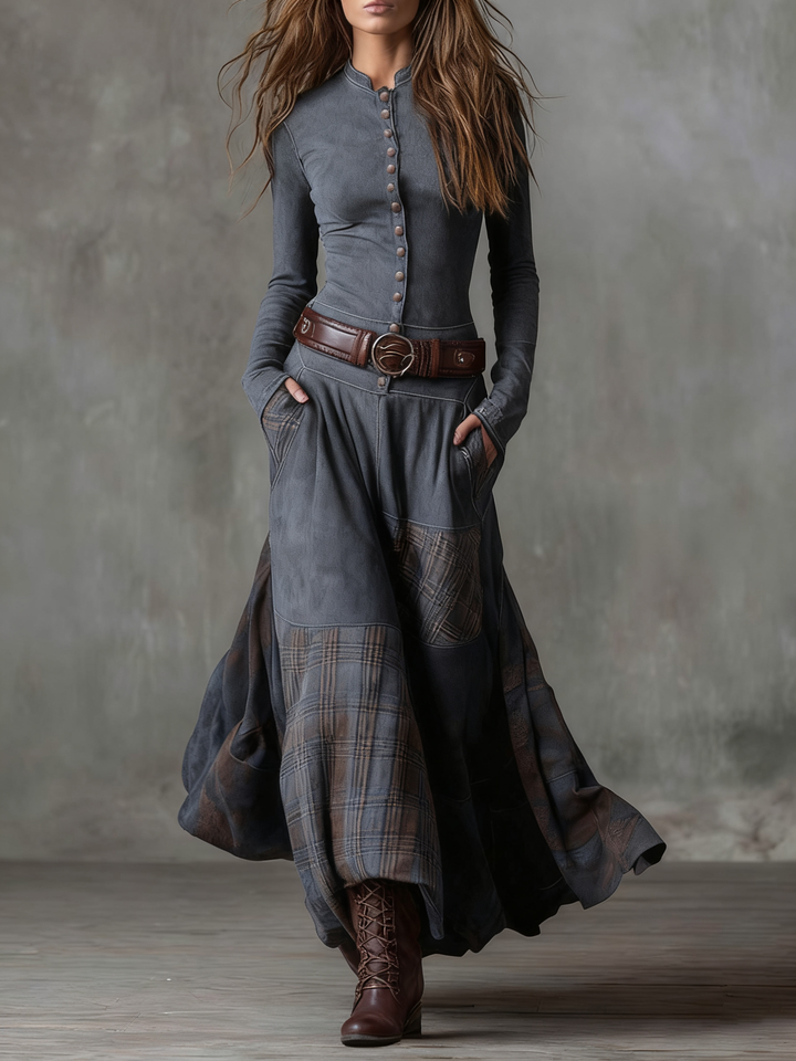 Élise | Vestido Maxi de Ante con Cinturón
