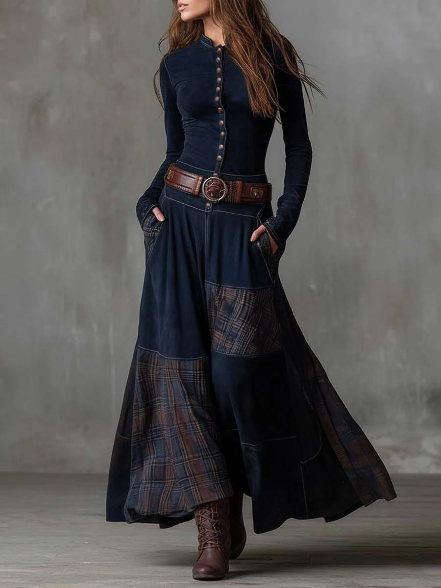 Élise | Vestido Maxi de Ante con Cinturón