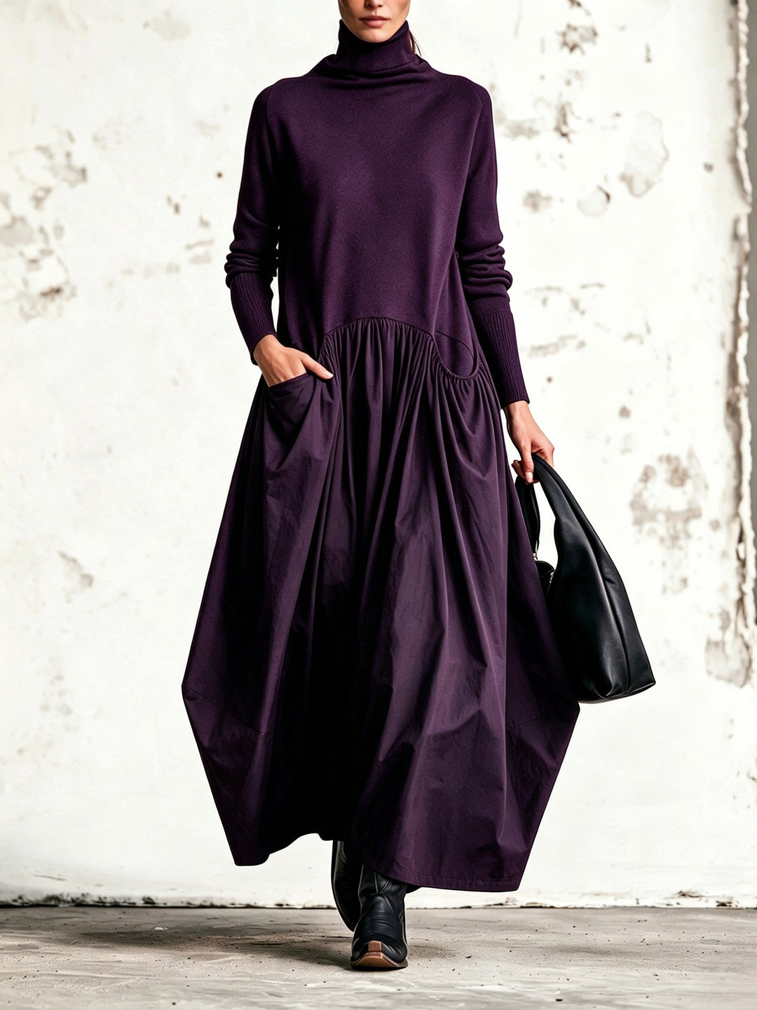Odilia | Vestido Maxi Negro de Cuello Alto