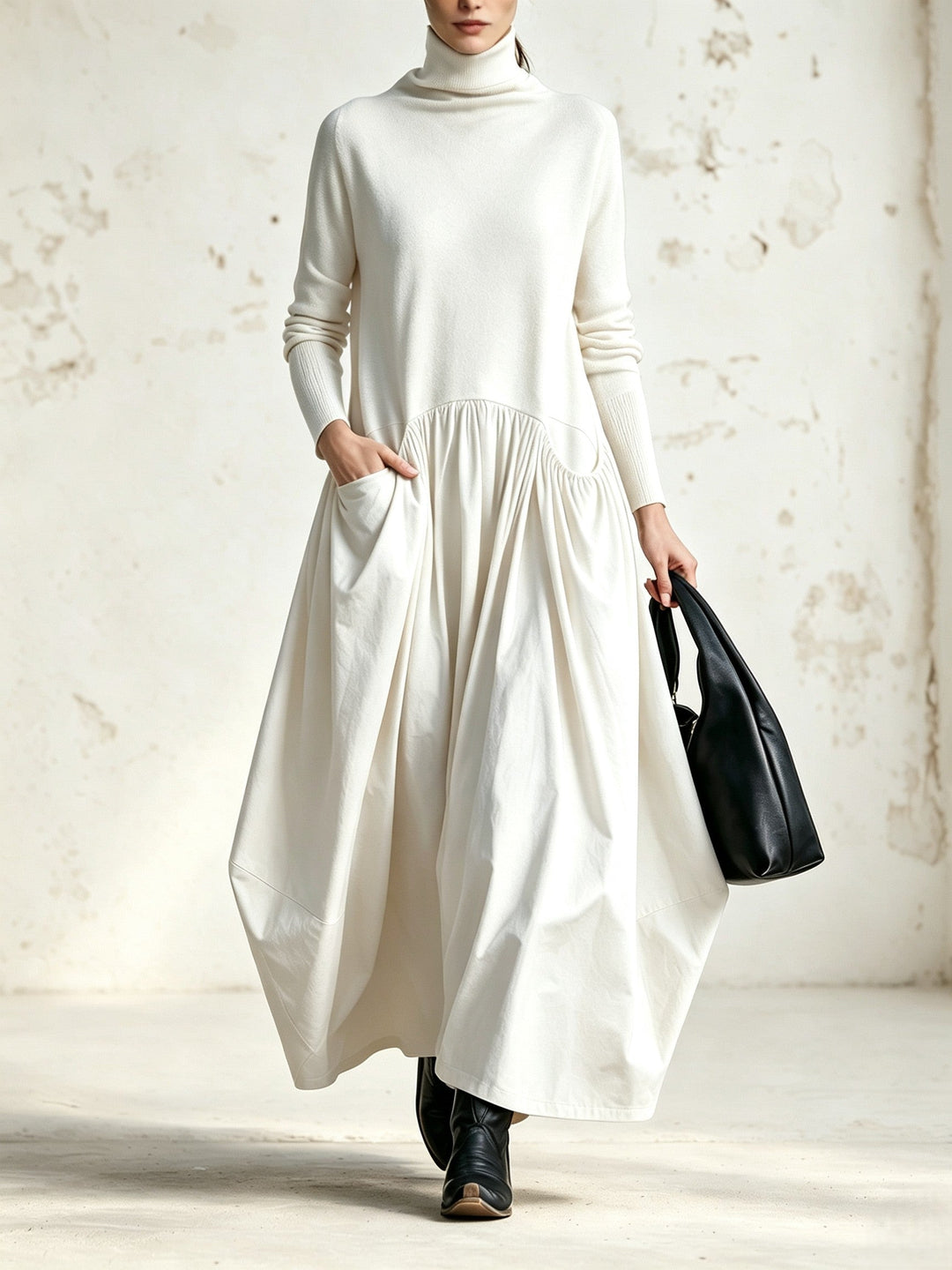 Odilia | Vestido Maxi Negro de Cuello Alto