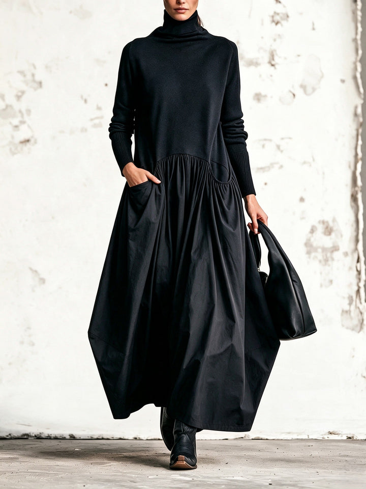 Odilia | Vestido Maxi Negro de Cuello Alto