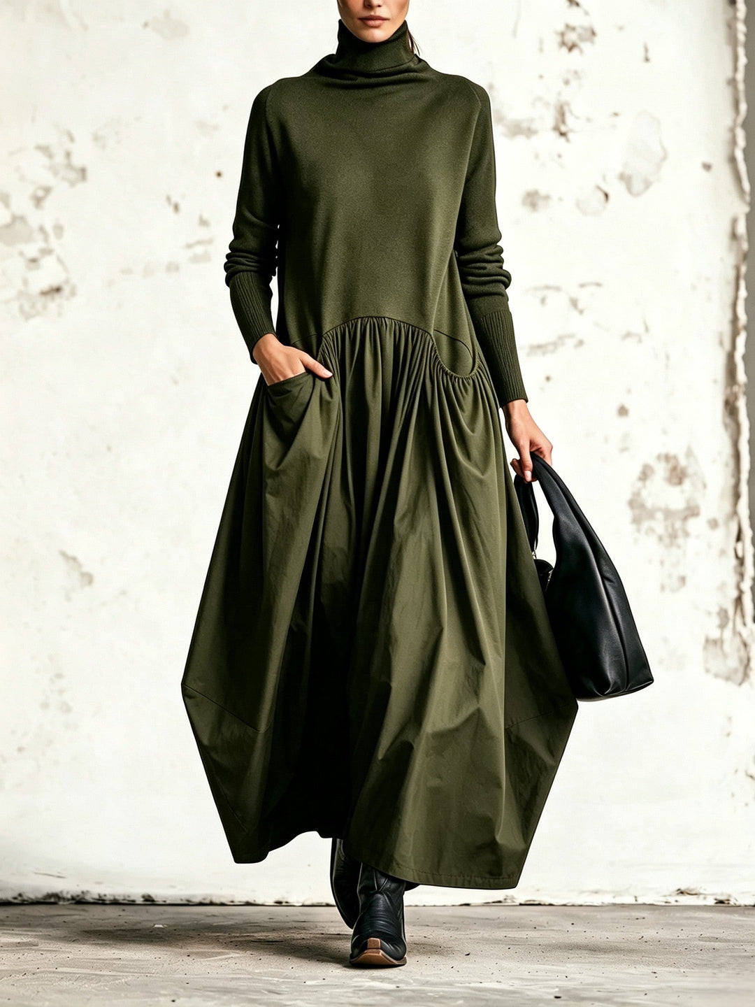 Odilia | Vestido Maxi Negro de Cuello Alto