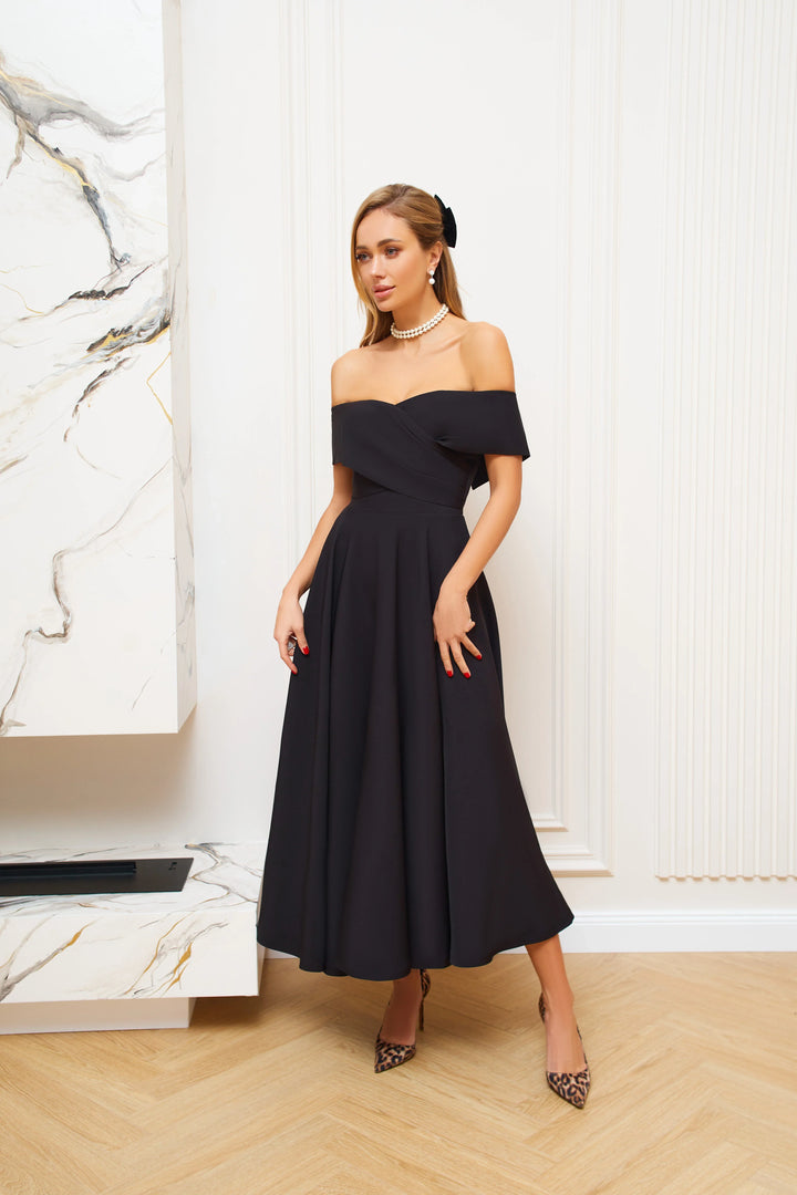 Anabelle Black Midi Dress