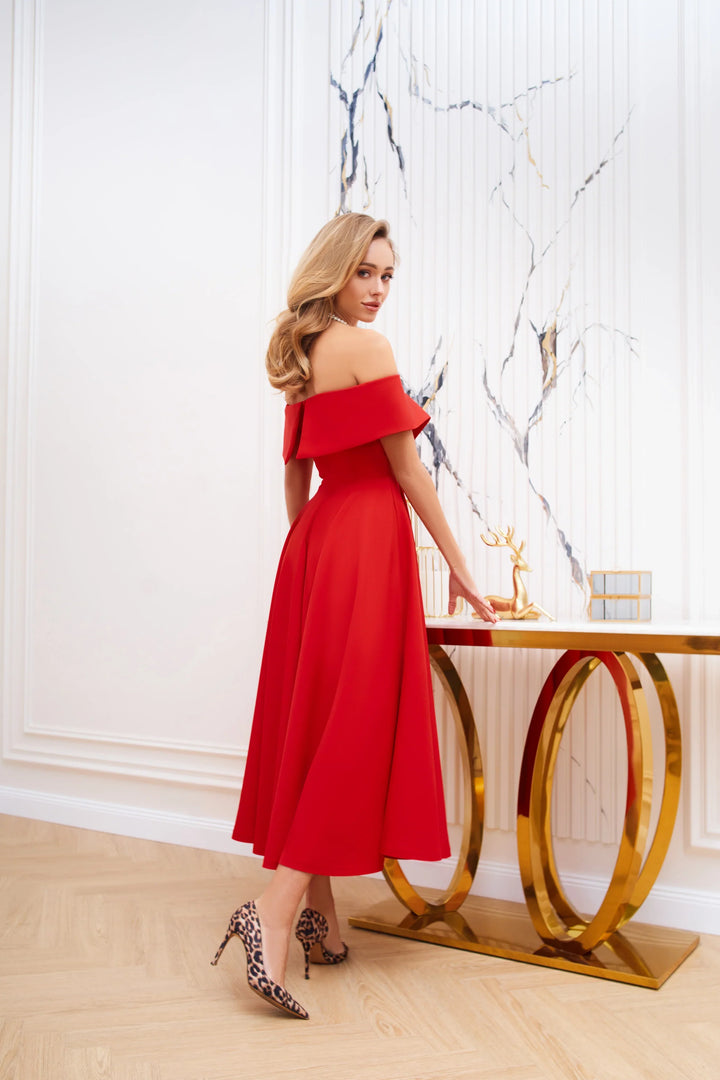 Anabelle Red Midi Dress