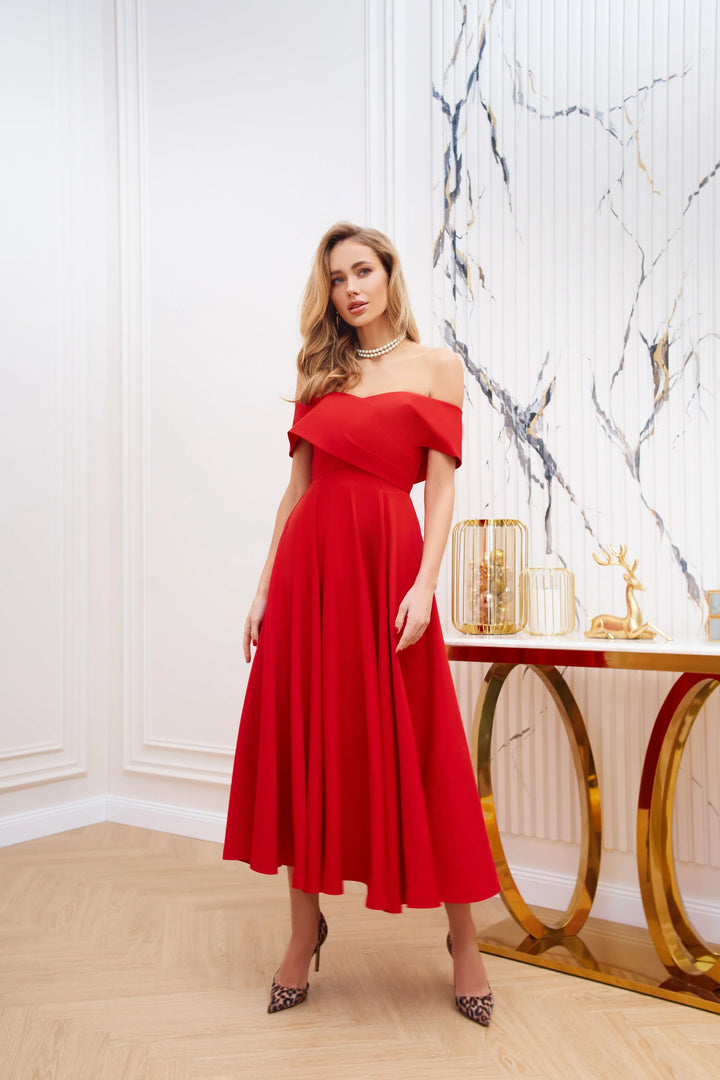Anabelle Red Midi Dress
