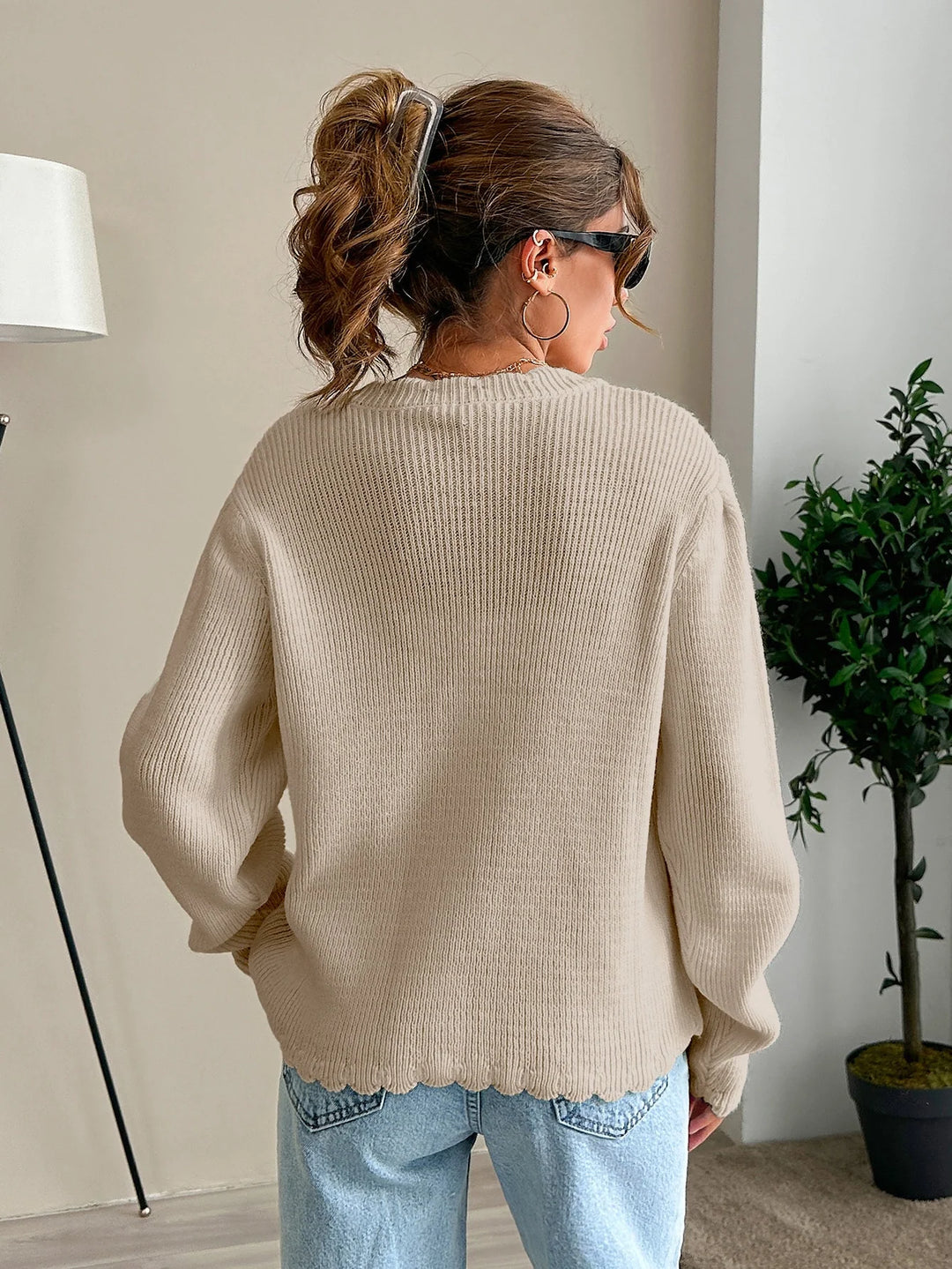 Nora | Cárdigan Curvy Beige con Lazos