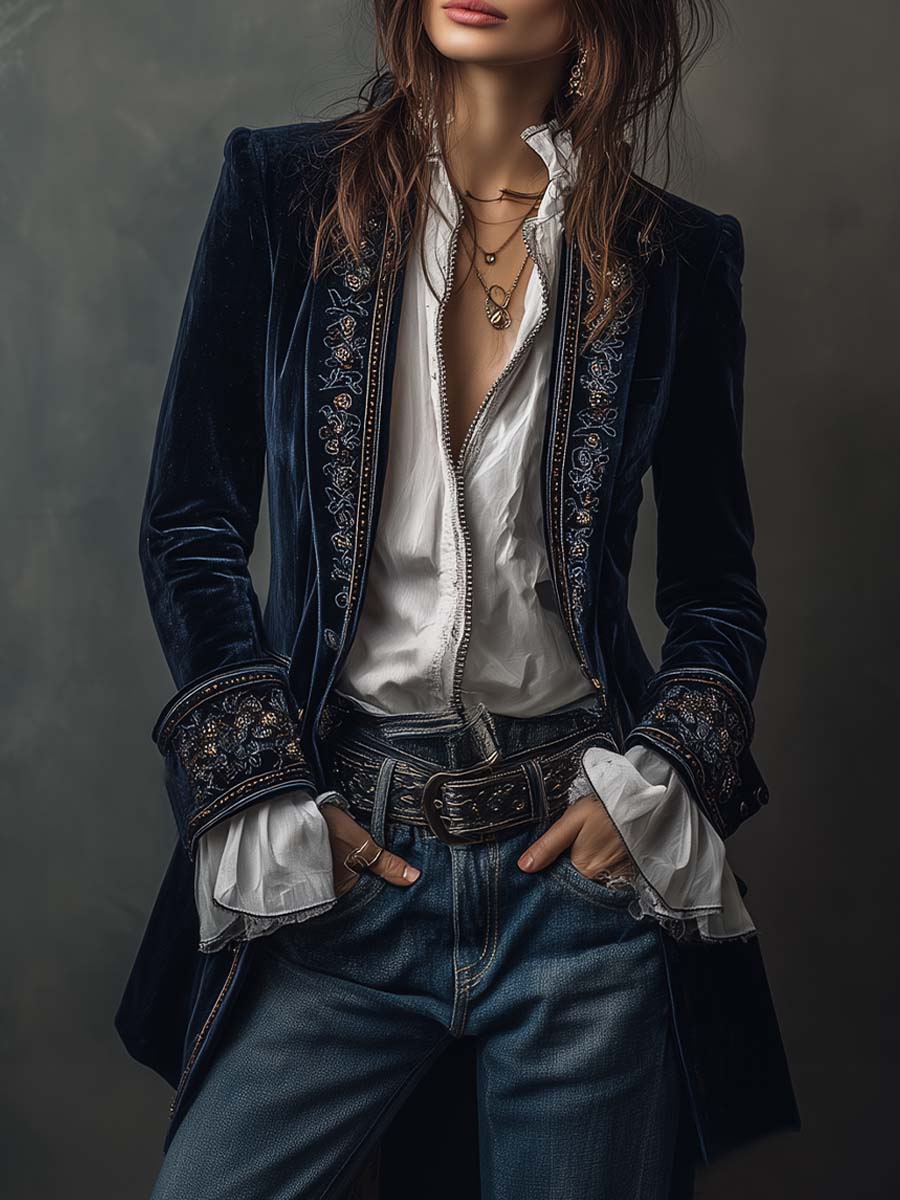 Athénaïs | Chaqueta Larga Bordada