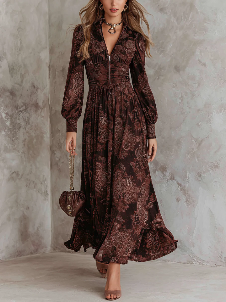 Oriana | Vestido Paisley de Talle Alto