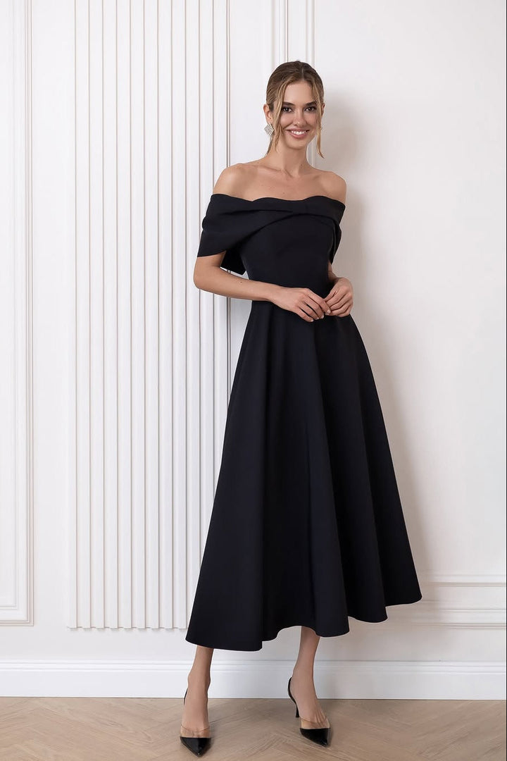 Callista Black Midi Dress