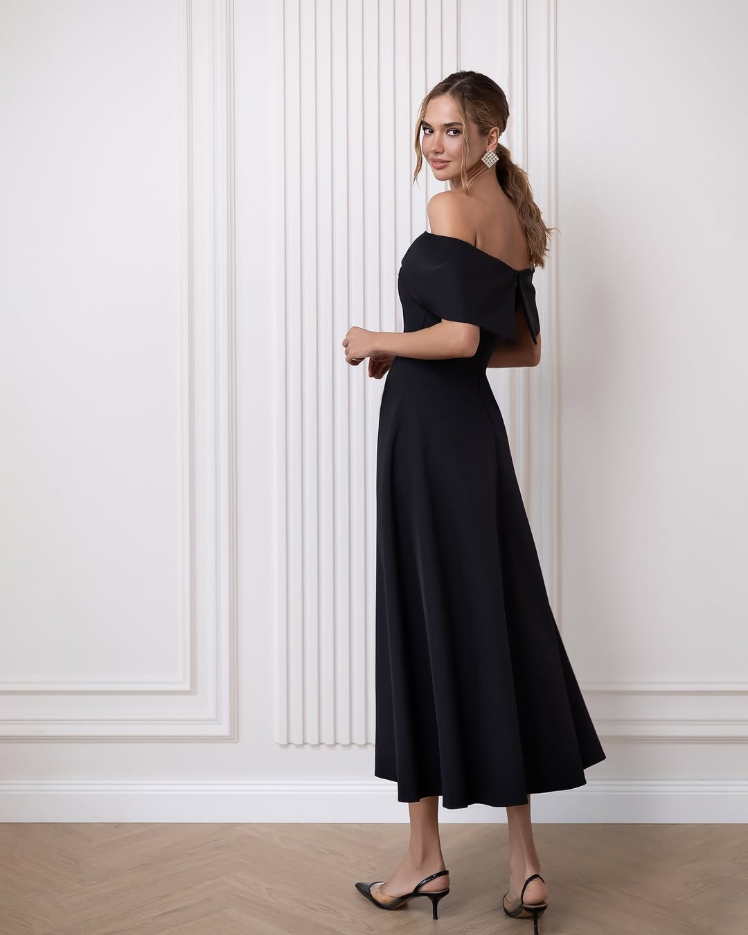 Callista Black Midi Dress