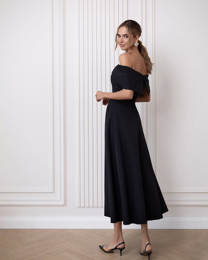 Callista Black Midi Dress