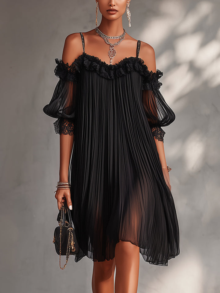 Camille | Vestido Mini Negro con Encaje