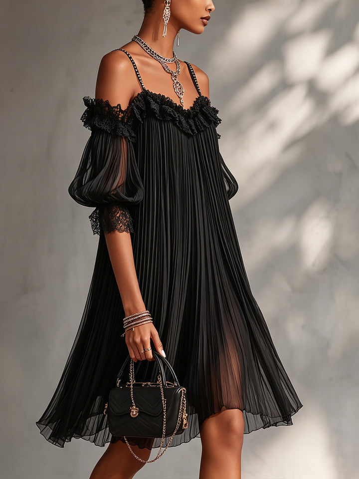Camille | Vestido Mini Negro con Encaje