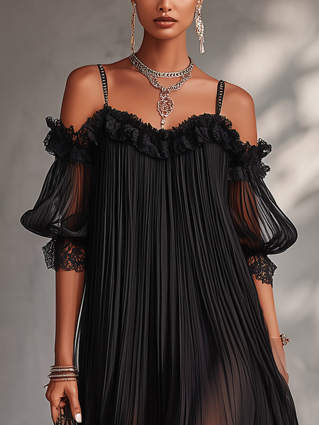 Camille | Vestido Mini Negro con Encaje