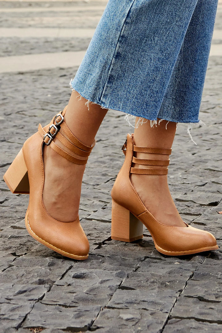 Caa™ | Sandalias minimalistas con tacón grueso y tiras al tobillo para todo el día