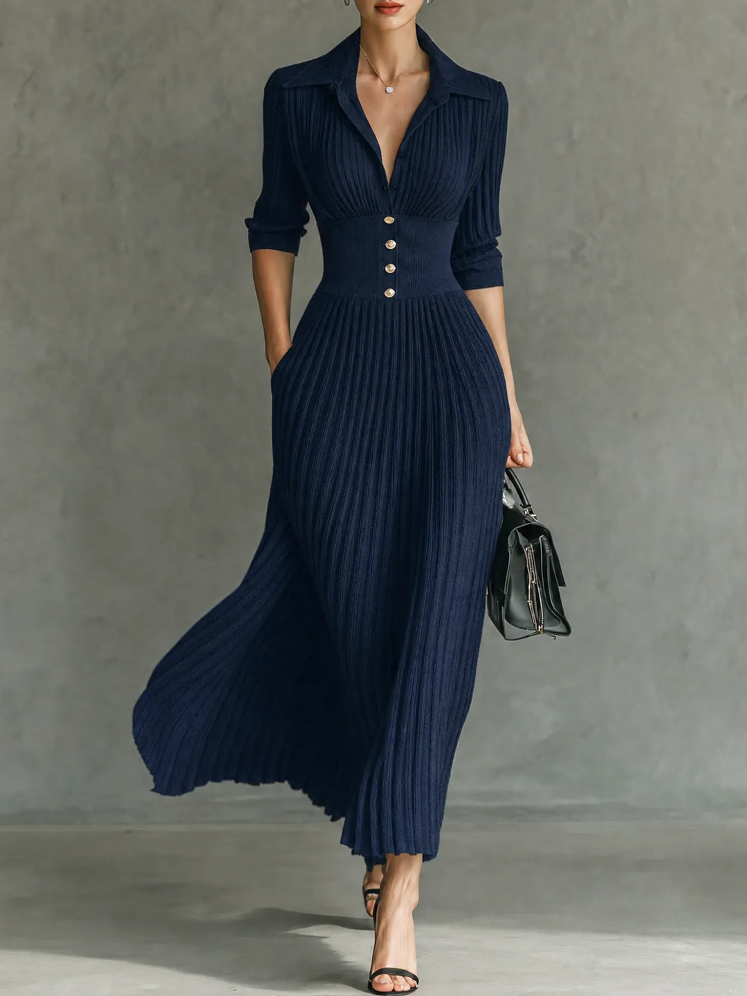 Elvira | Vestido Plisado con Solapas