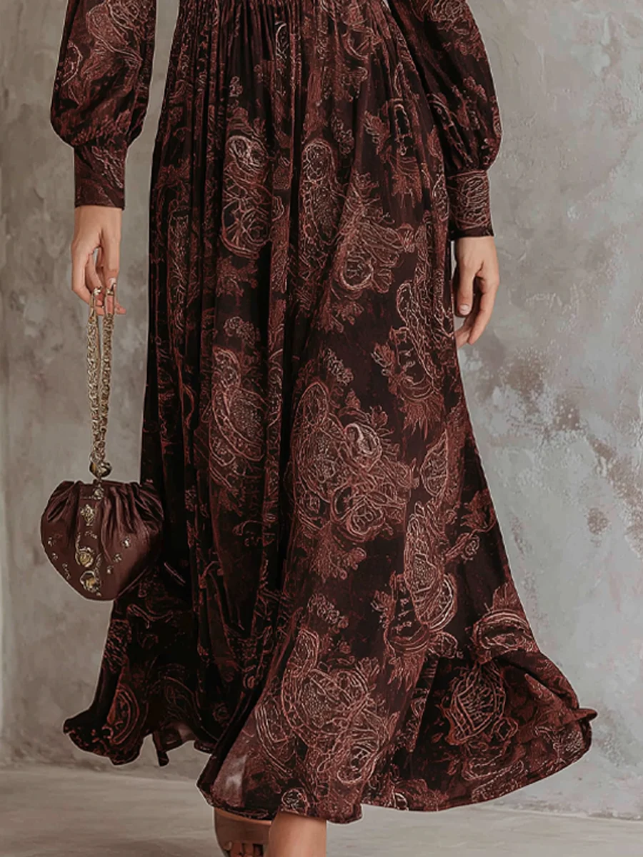 Oriana | Vestido Paisley de Talle Alto