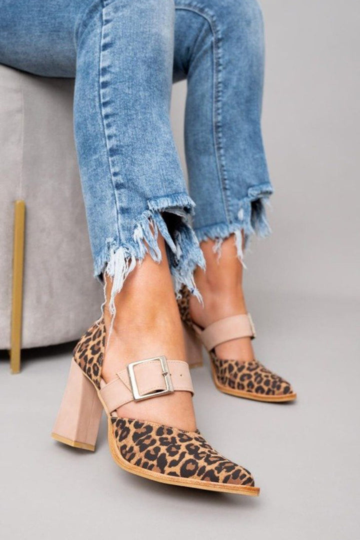 Avano™ | Tacones de gamuza con estampado leopardo y tacón alto y estable
