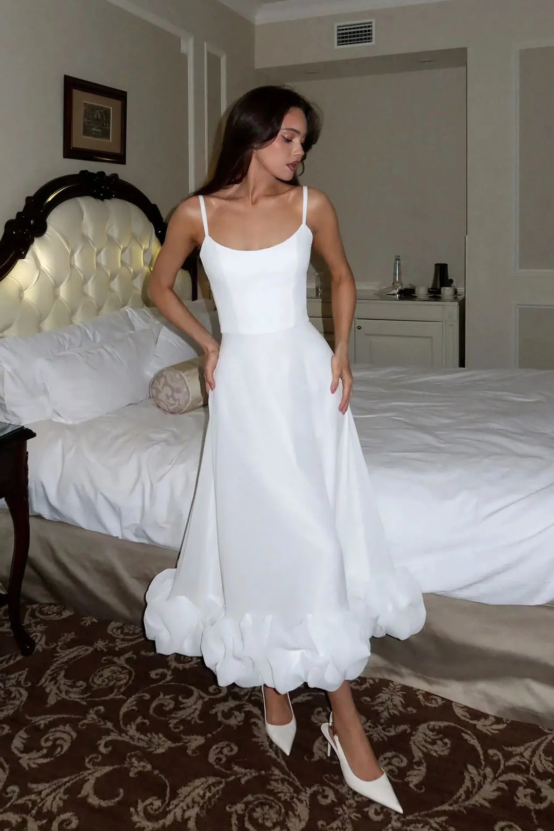 Liana White Midi Dress