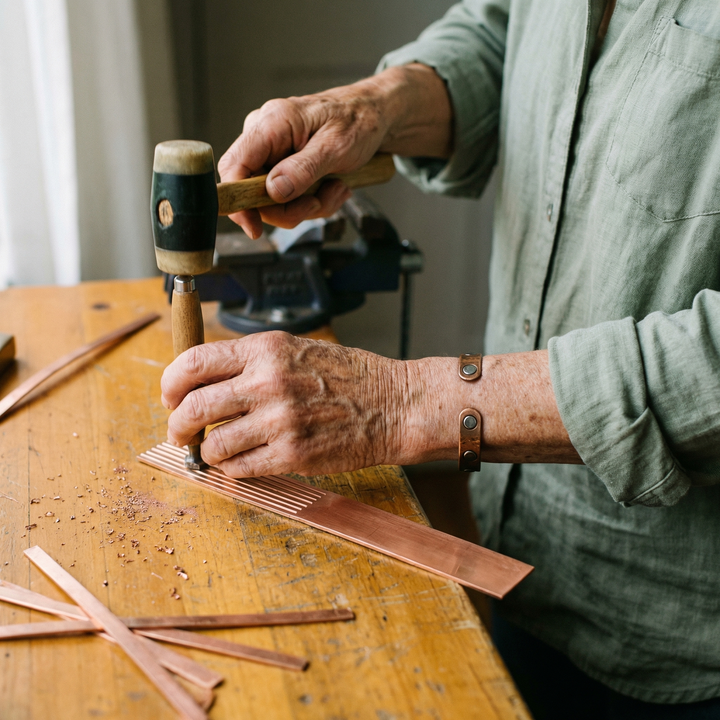 Estría | Brazalete de Cobre Acanalado