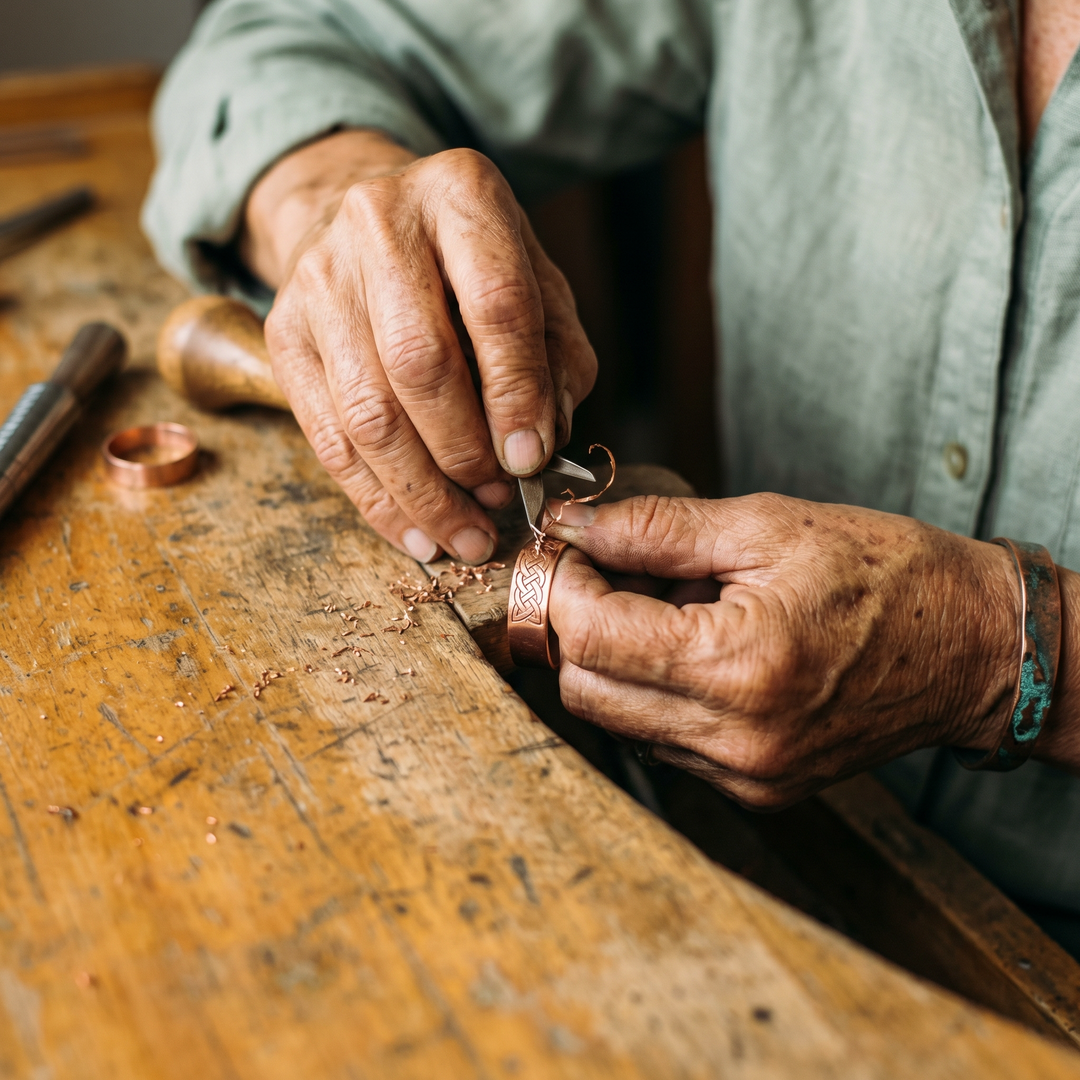 Trenza | Anillo de Cobre con Jade