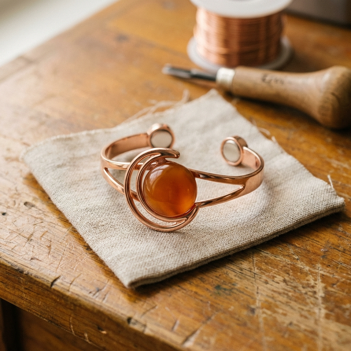 Solara | Pulsera de Cobre con Piedras Naranja
