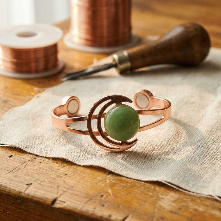 Lunara | Pulsera de Cobre con Piedra Verde