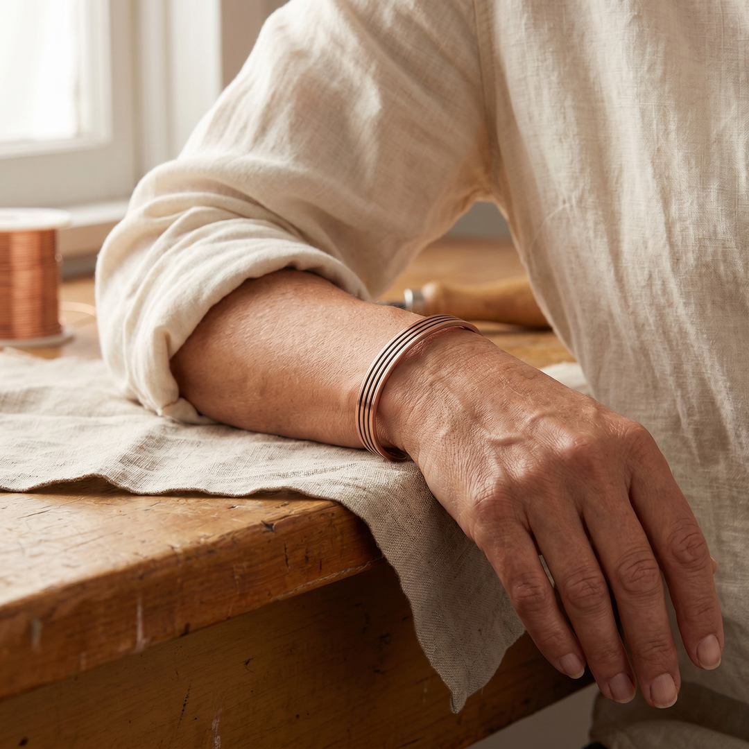 Estría | Brazalete de Cobre Acanalado