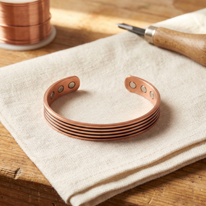 Estría | Brazalete de Cobre Acanalado