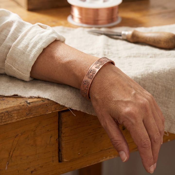 Tractor | Pulsera Grabada de Cobre