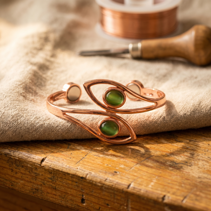 Fronda | Pulsera de Cobre con Piedras Verdes