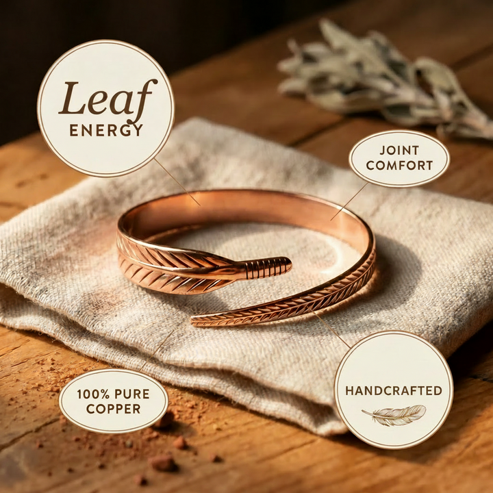 Pluma | Pulsera de Cobre Grabada