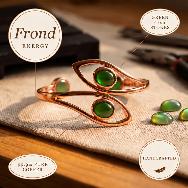 Fronda | Pulsera de Cobre con Piedras Verdes
