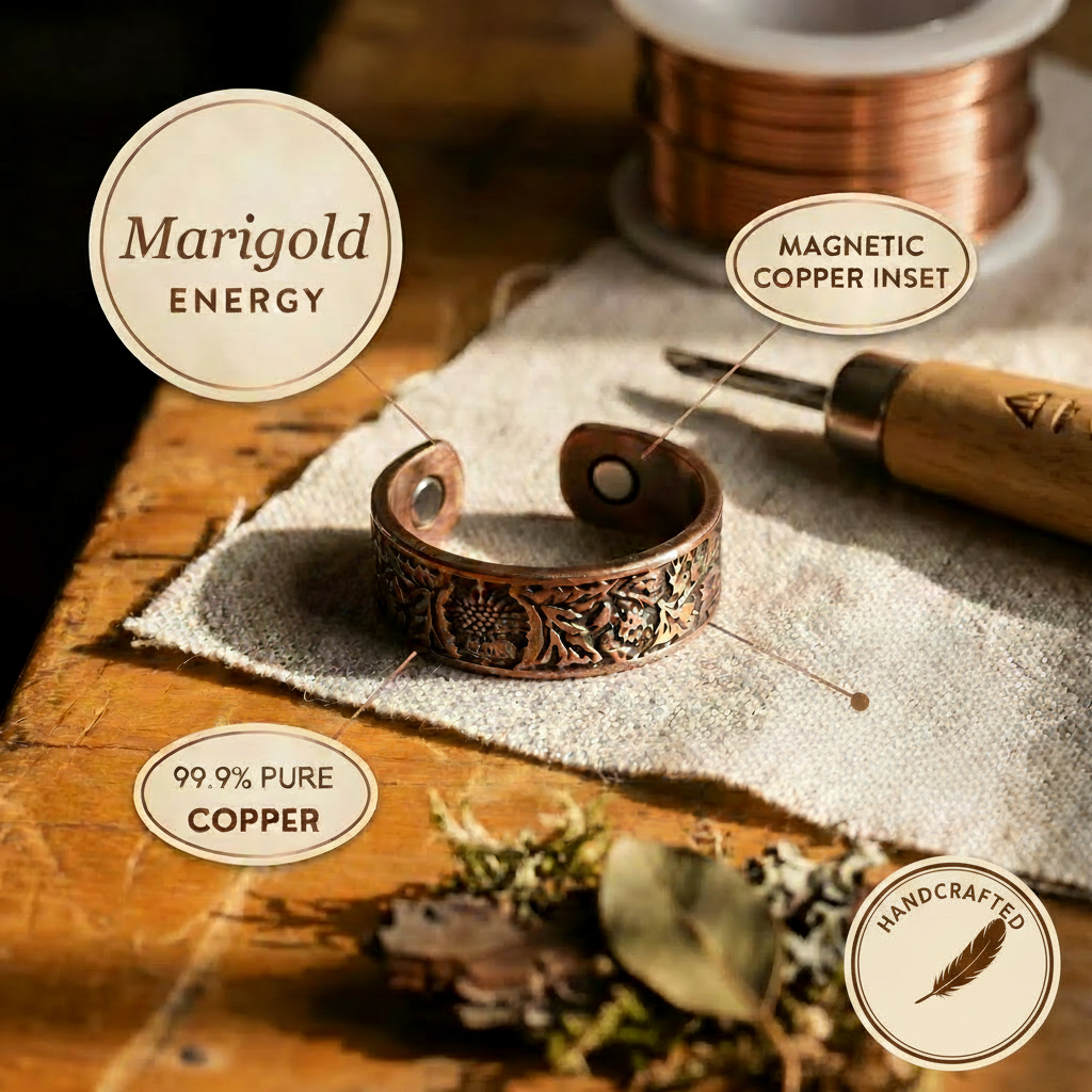 Anillo de Cobre Dorado con Jade