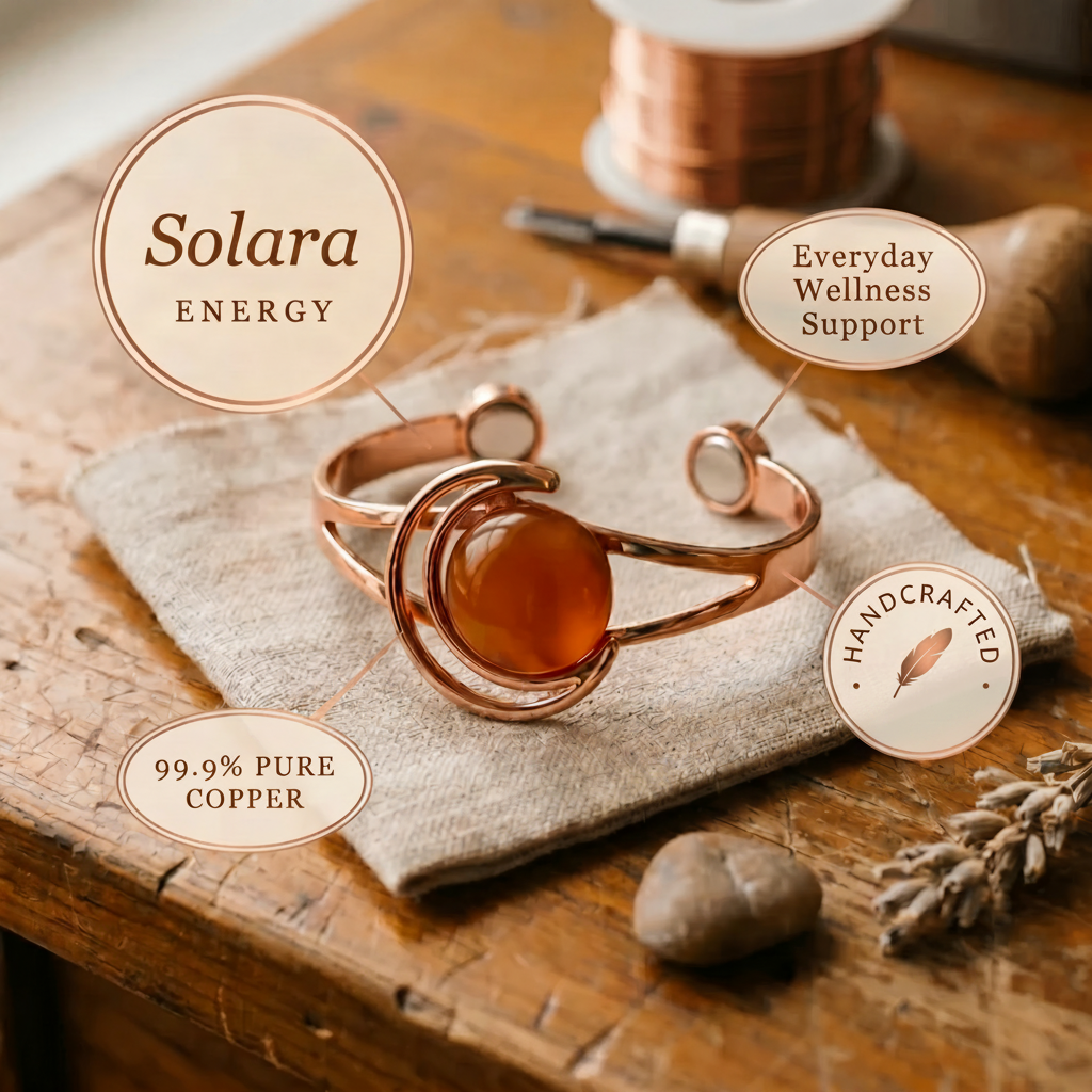 Solara | Pulsera de Cobre con Piedras Naranja
