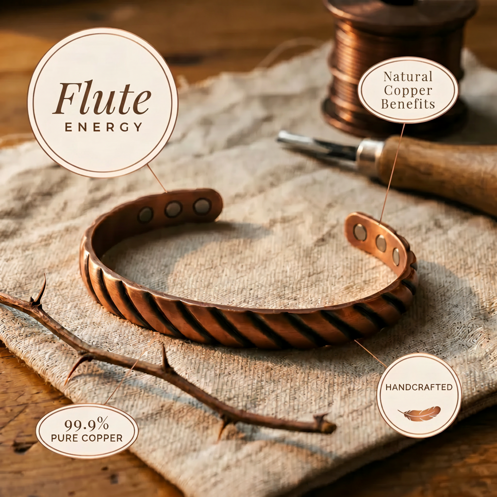 Flauta | Brazalete de Cobre Acanalado