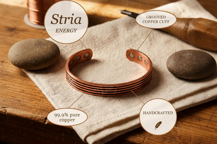 Estría | Brazalete de Cobre Acanalado