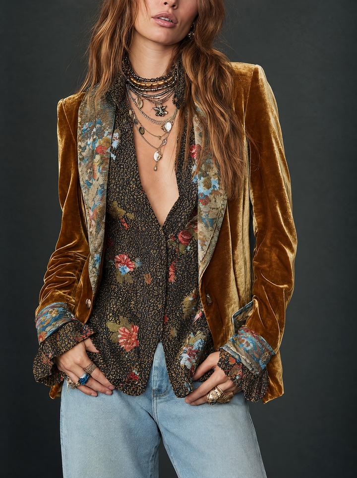 Marcelline | Blazer Floral Patchwork