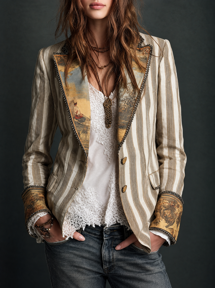Suzanne | Blazer Boho de Rayas