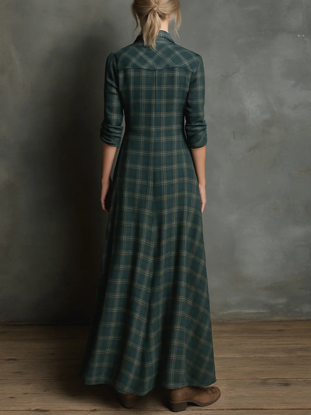 Margaux | Vestido Camisero Largo de Cuadros