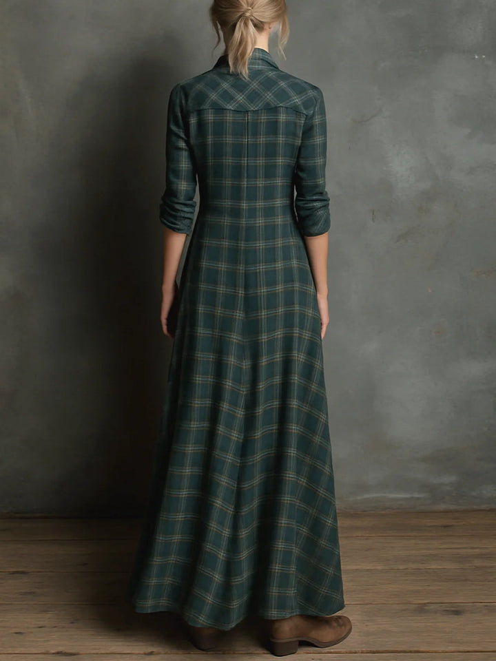 Margaux | Vestido Camisero Largo de Cuadros