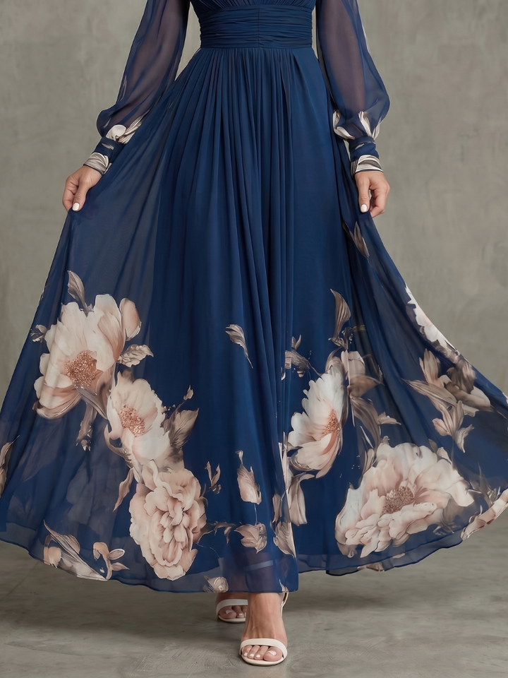 Maude | Vestido con Flores y Mangas Transparentes