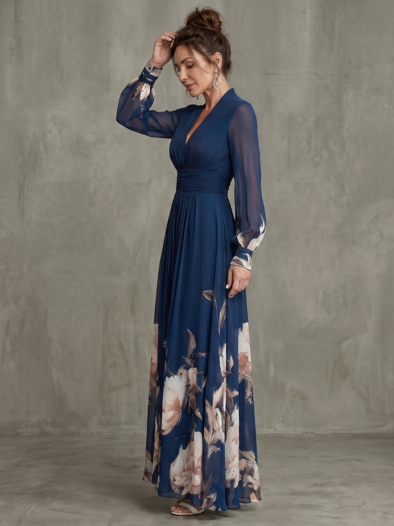 Maude | Vestido con Flores y Mangas Transparentes