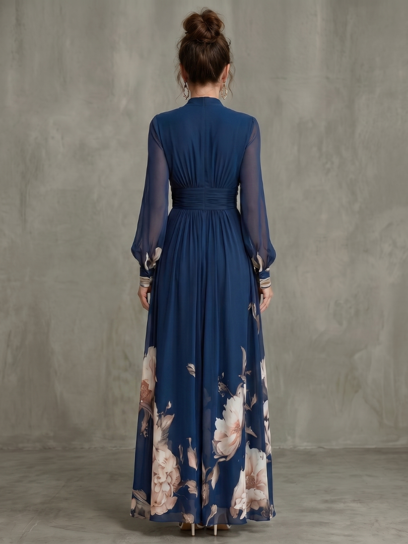Maude | Vestido con Flores y Mangas Transparentes