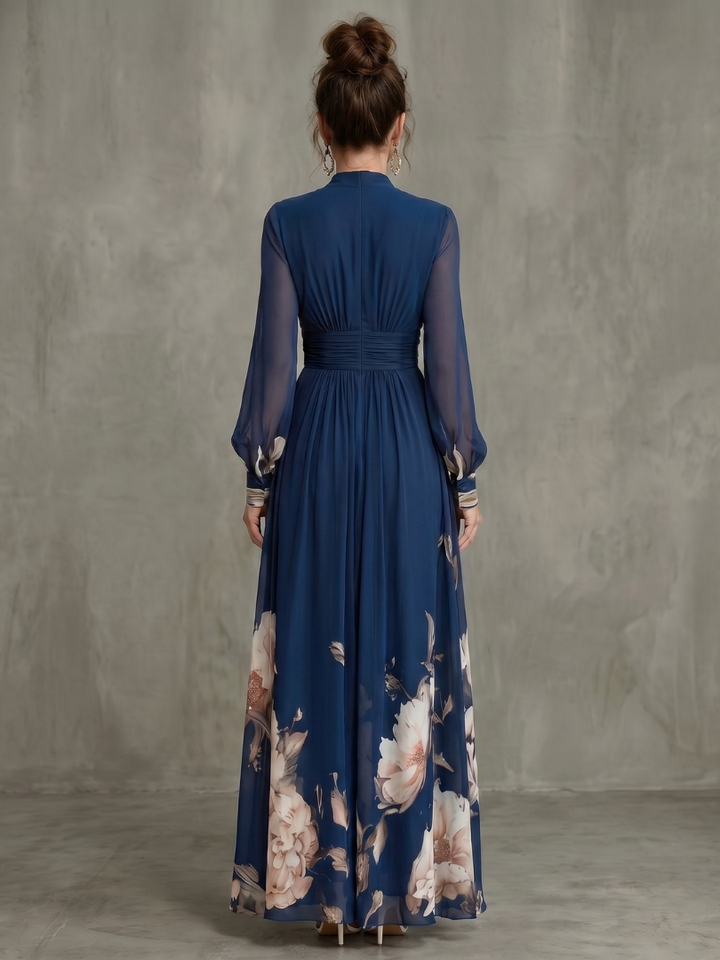 Maude | Vestido con Flores y Mangas Transparentes