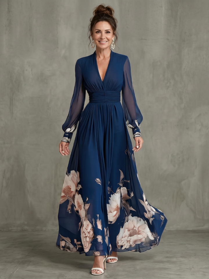 Maude | Vestido con Flores y Mangas Transparentes