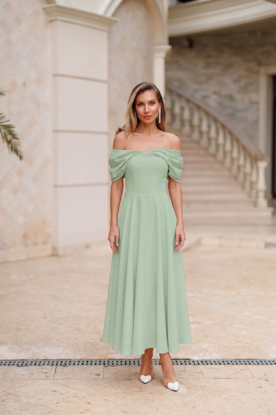 Positano Pistachio Midi Dress