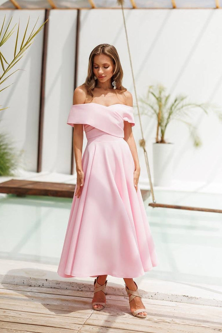 Anabelle Baby Pink Midi Dress