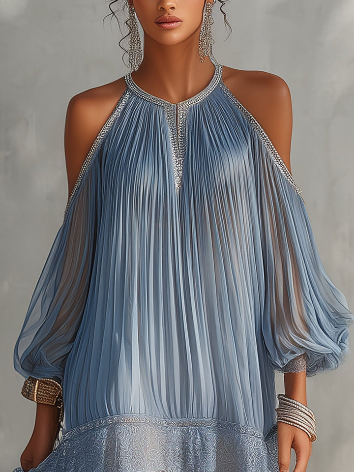 Serafina | Vestido Mini Azul con Encaje